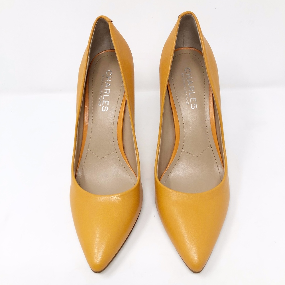 Charles David Mustard Yellow Pointed-Toe Pumps